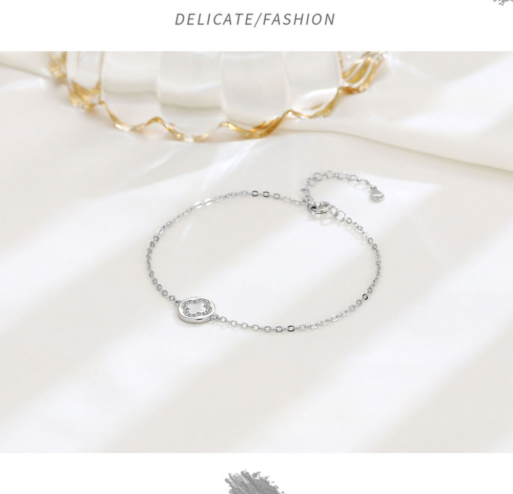Lucky Heart Bracelet In 925 Sterling Silver With 925 Sterling Silver Pendant, Simple Style For Women