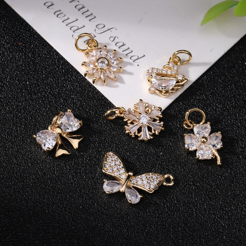 Lucky Heart Alloy Pendant With Rhinestones, Electroplated Finish, Available In Colour