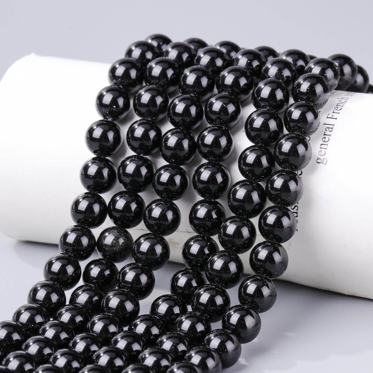 Handmade Obsidian Beads For Jewelry Making, Diameter 4mm, Dyed Black Natural Stone
