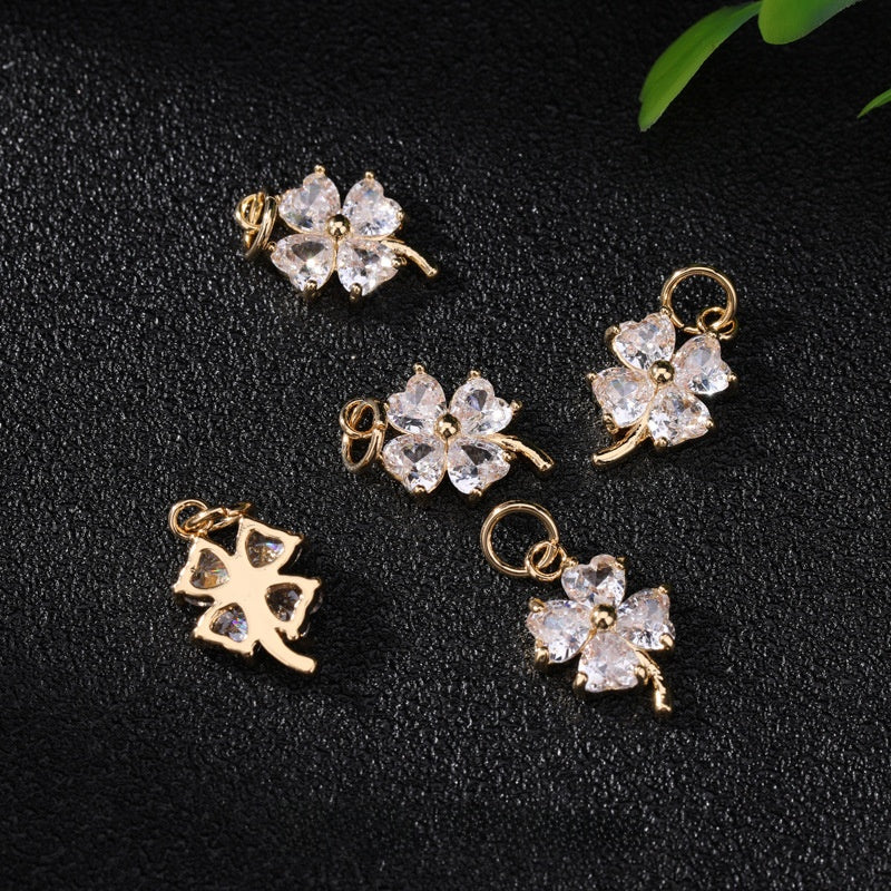 Lucky Heart Alloy Pendant With Rhinestones, Electroplated Finish, Available In Colour