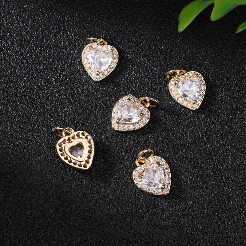 Lucky Heart Alloy Pendant With Rhinestones, Electroplated Finish, Available In Colour