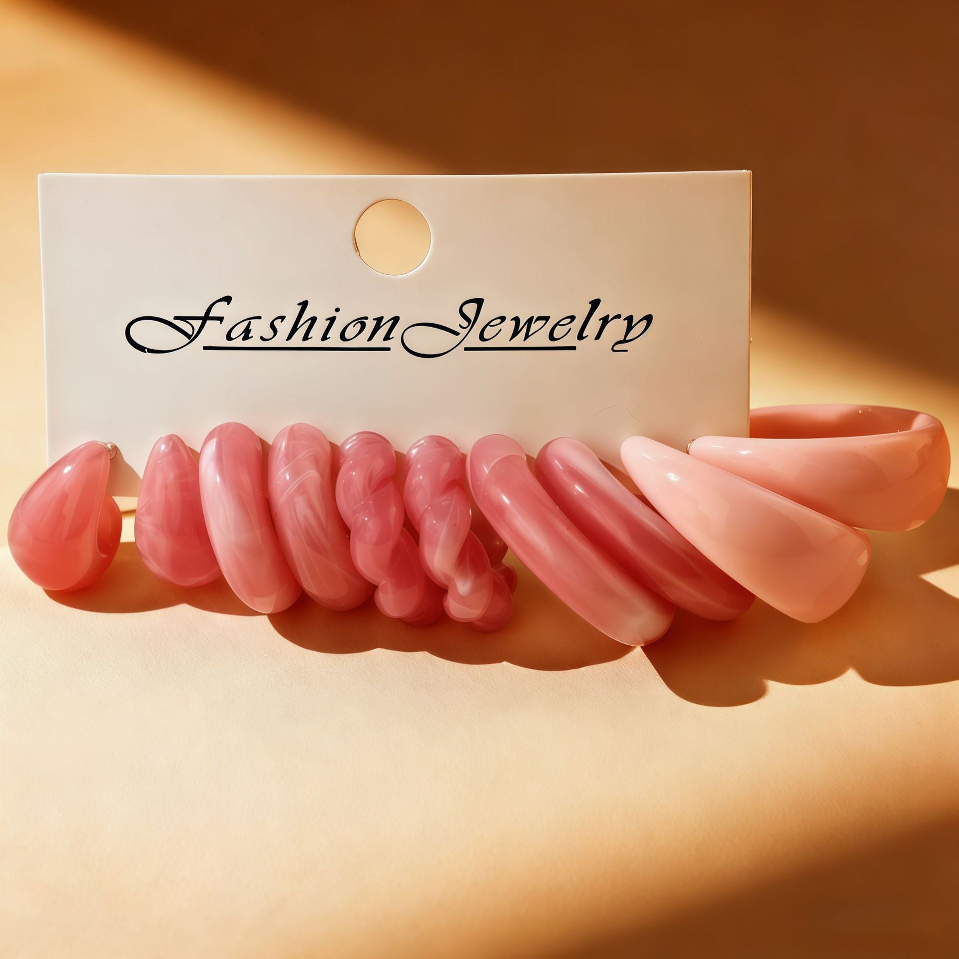 C Shape Earrings For Women In Natural Pink Acrylic Featuring New Style With 304 Stainless Steel Ear Pins