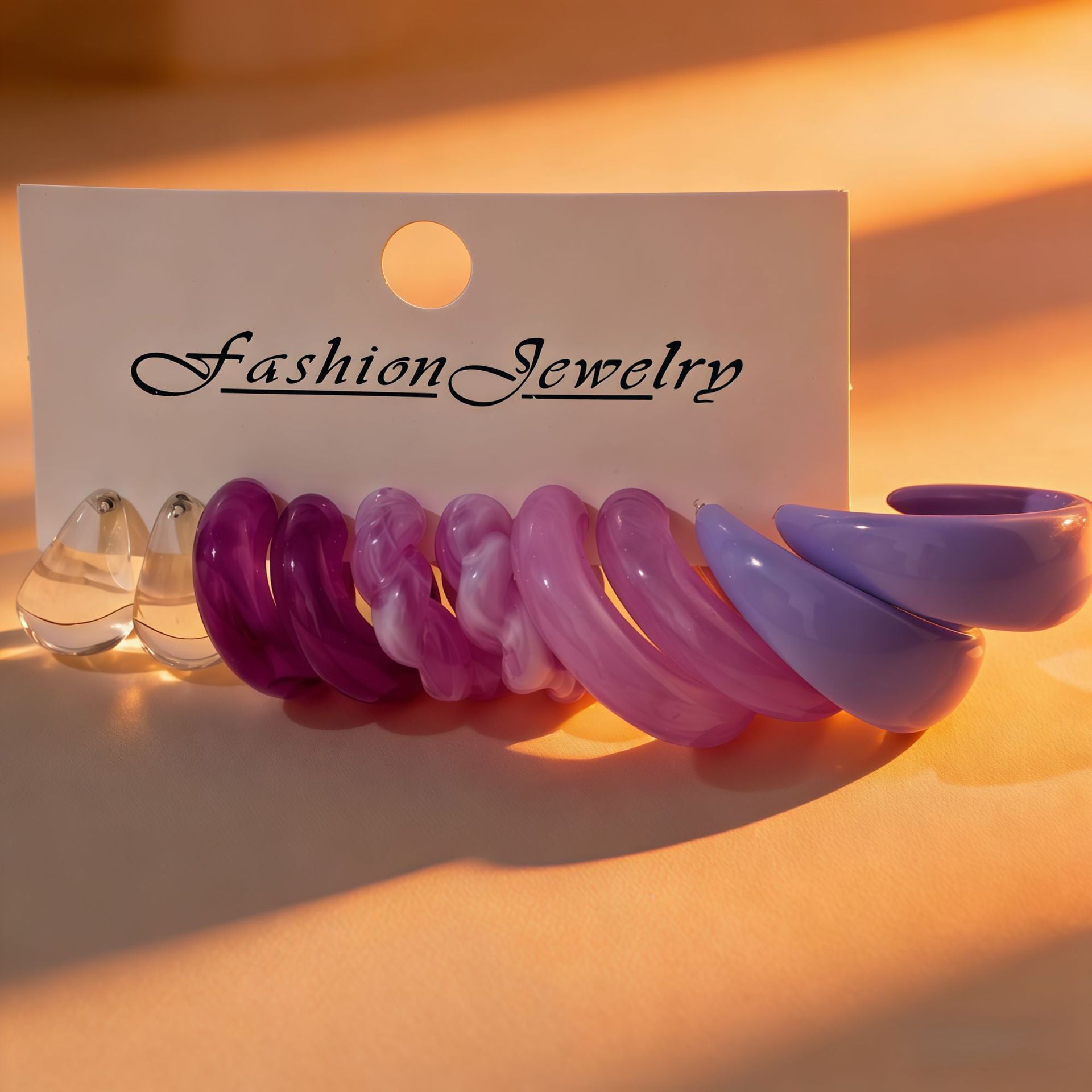 C Shape Earrings For Women In Natural Pink Acrylic Featuring New Style With 304 Stainless Steel Ear Pins