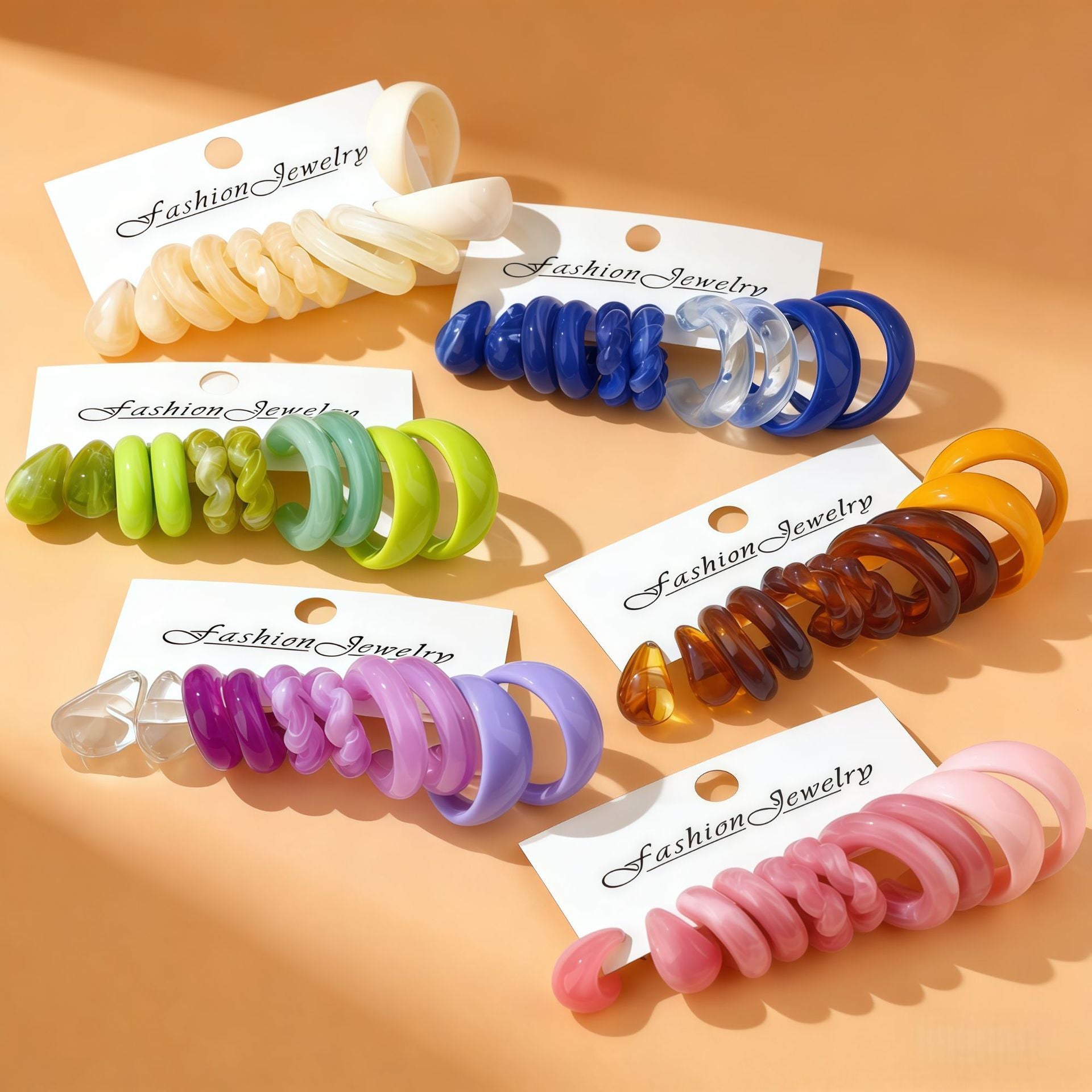 C Shape Earrings For Women In Natural Pink Acrylic Featuring New Style With 304 Stainless Steel Ear Pins
