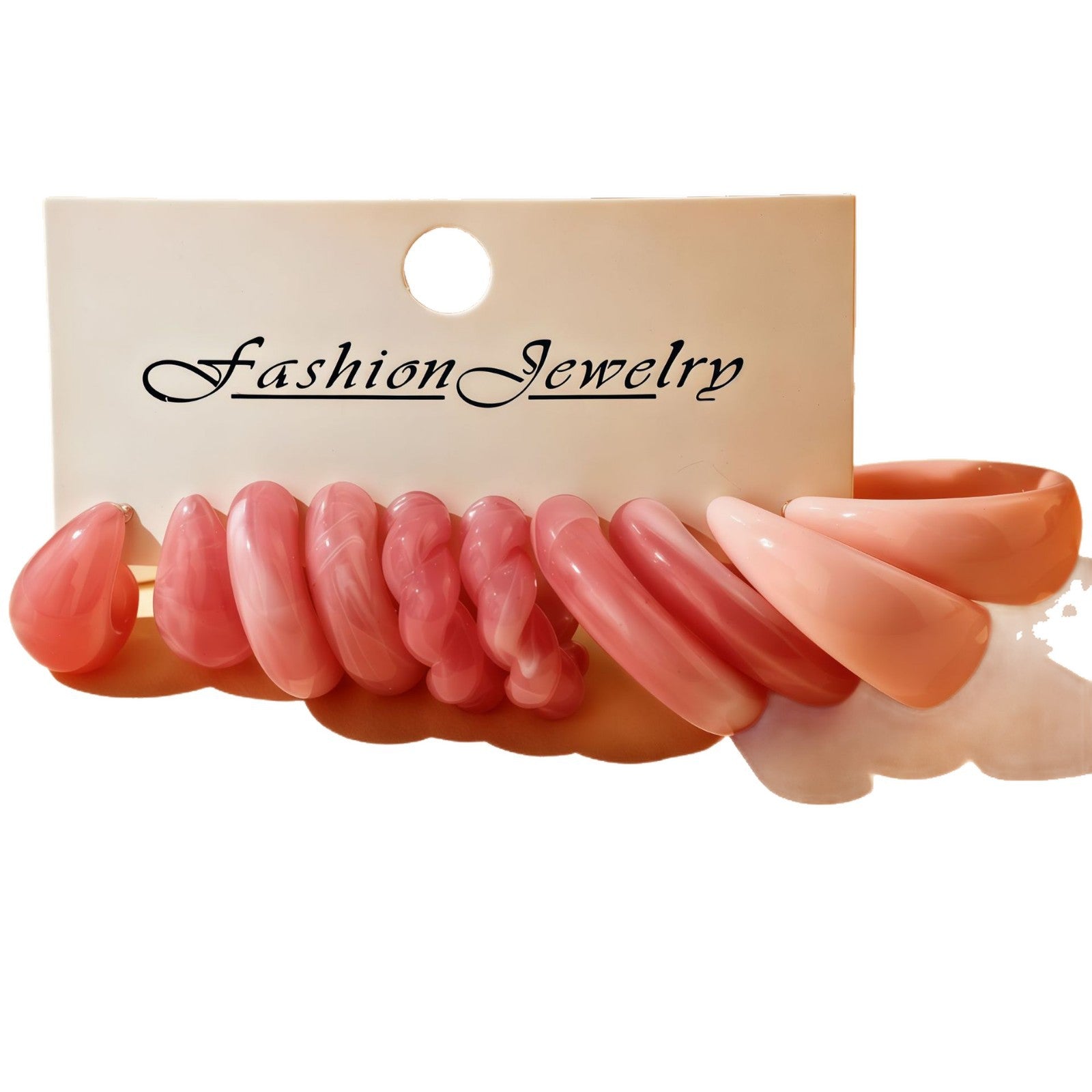 C Shape Earrings For Women In Natural Pink Acrylic Featuring New Style With 304 Stainless Steel Ear Pins