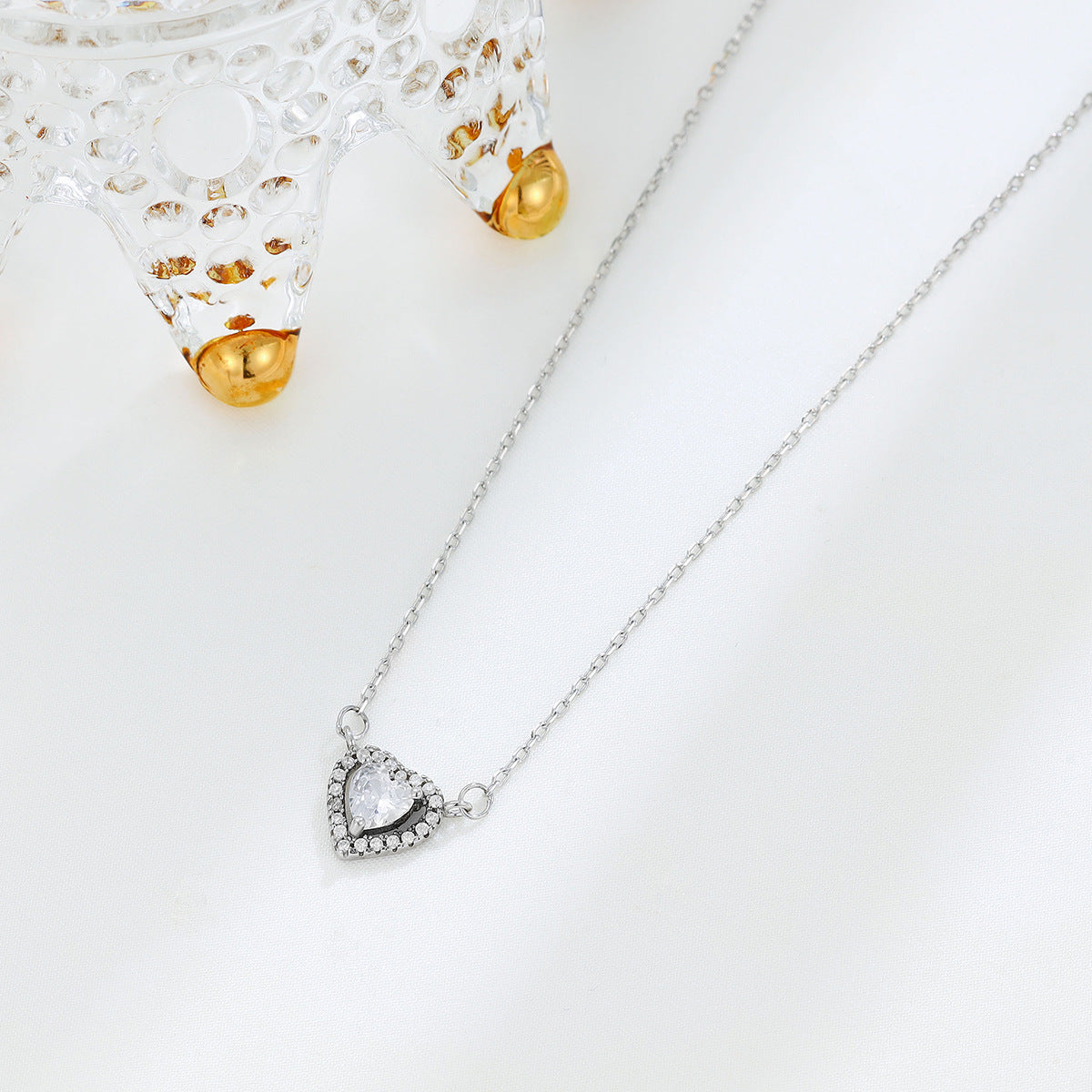 Heart Shape Necklace For Women In 925 Sterling Silver With Cable Chain Featuring 925 Sterling Silver Pendant