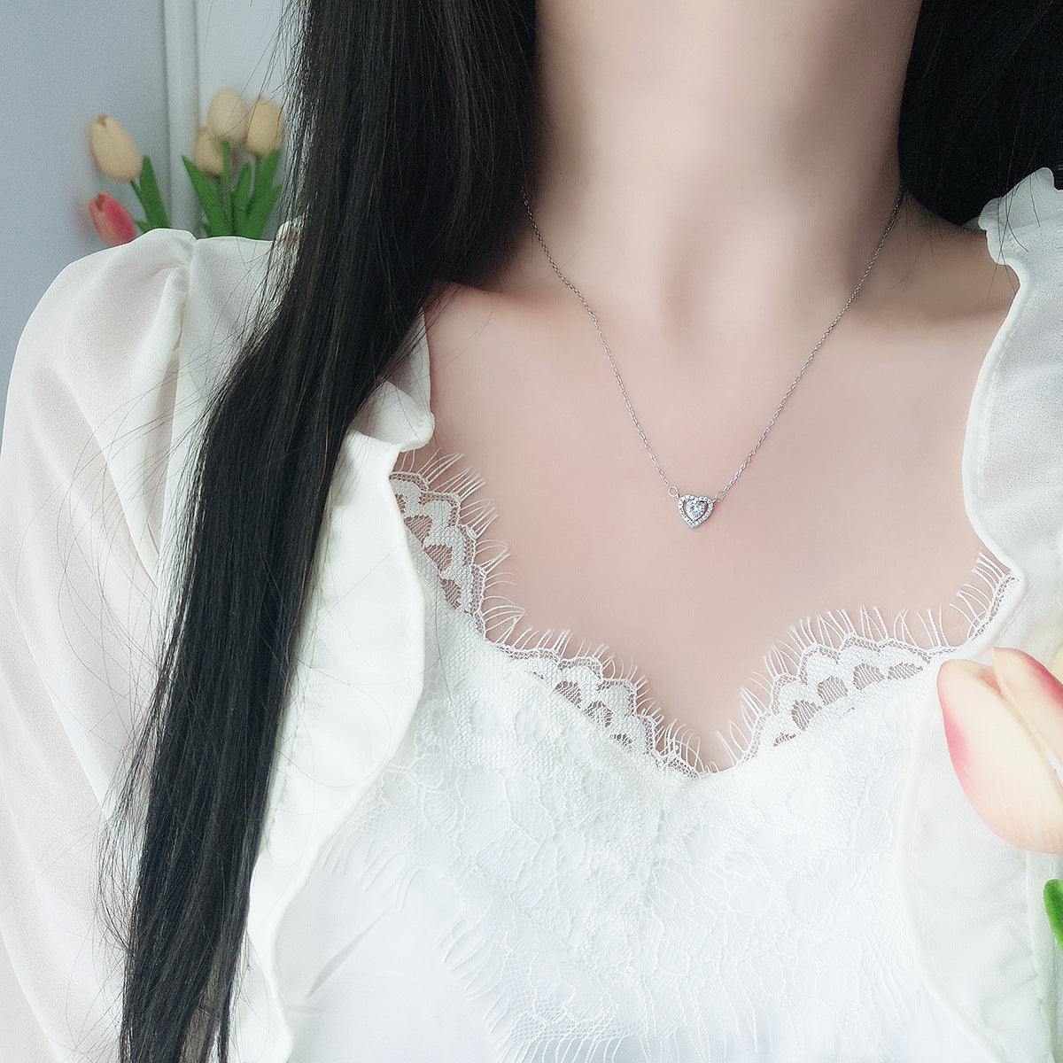 Heart Shape Necklace For Women In 925 Sterling Silver With Cable Chain Featuring 925 Sterling Silver Pendant