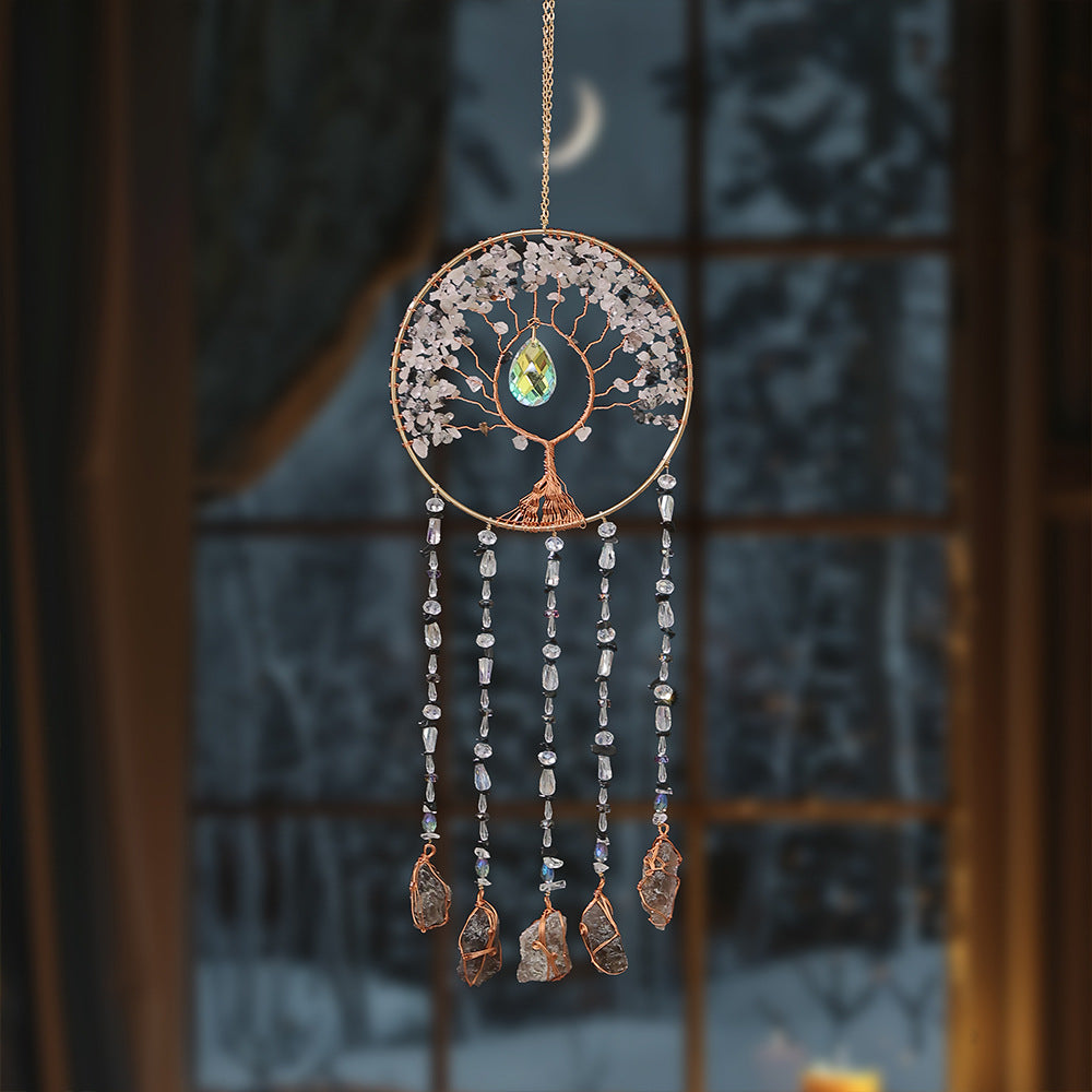 Handmade Dreamcatcher Wind Chime With Natural Stone, Perfect Christmas Home Decor