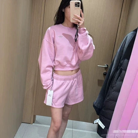 Casual Shorts Co-ord Set In Polyester Featuring 3D Print With Long Sleeve Top And Shorts, 2 Pieces Set