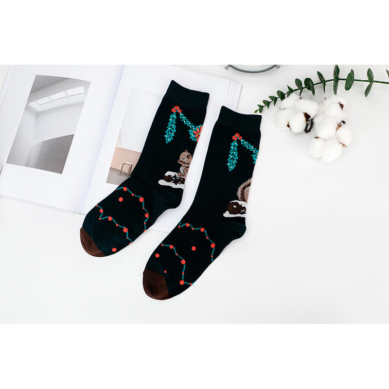 New Style Cat Pattern Women's Cotton Socks With Sweatproof Feature For All Seasons