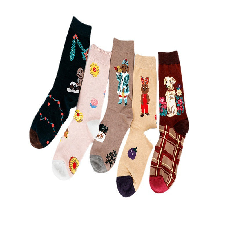 New Style Cat Pattern Women's Cotton Socks With Sweatproof Feature For All Seasons