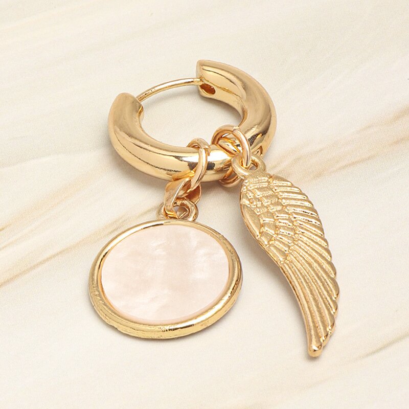 Heart Shape Asymmetrical Gold Drop Earrings For Women Featuring Ceramic Material With Copper Ear Pins