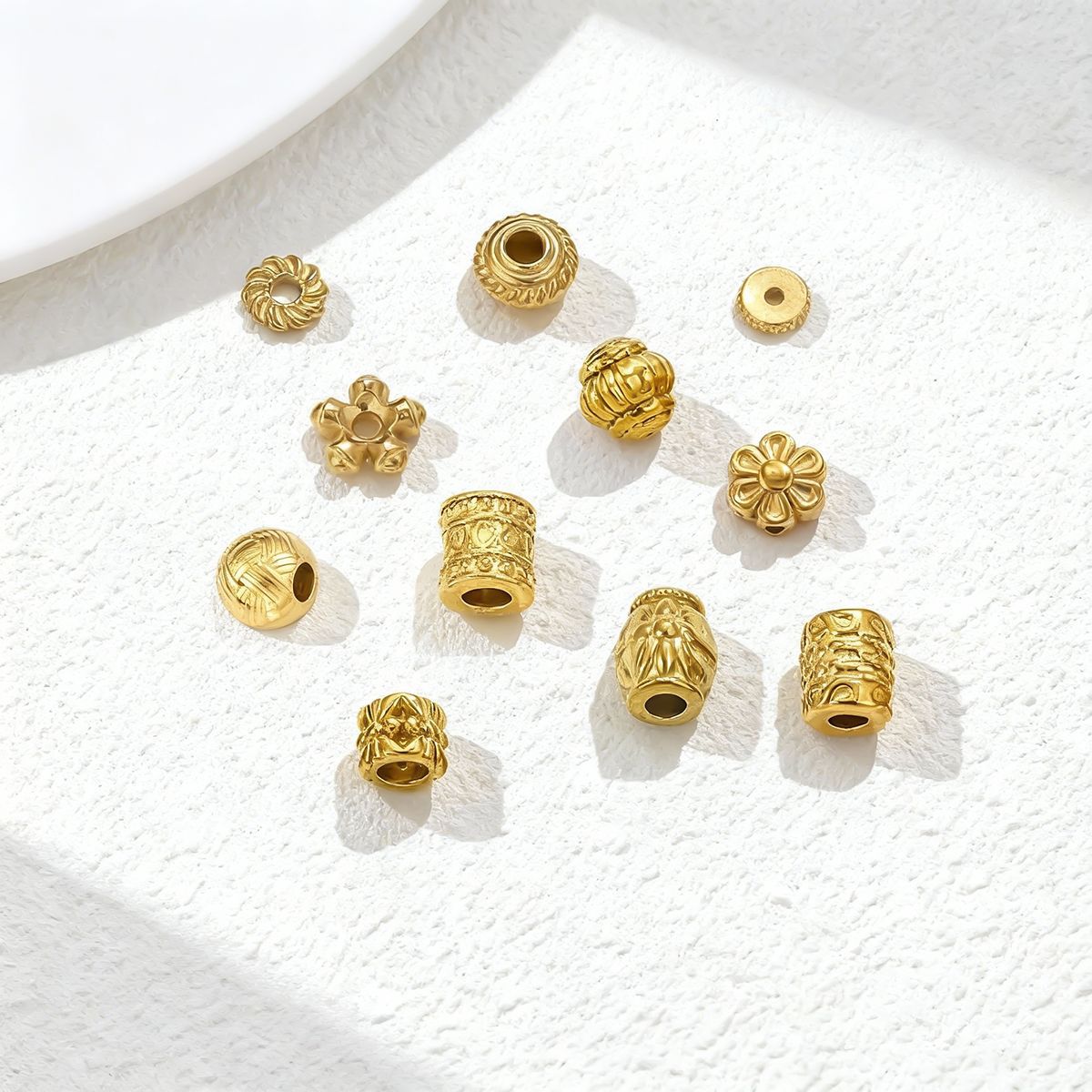 Maya Metal Beads With Electroplated Craft In Retro Style, Gold Jewelry Accessories