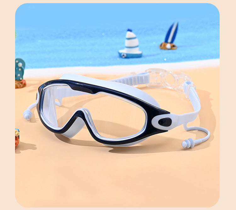 PC Material Kid's Swimming Goggles In Dyed Black, Comfortable And Durable Swim Accessory