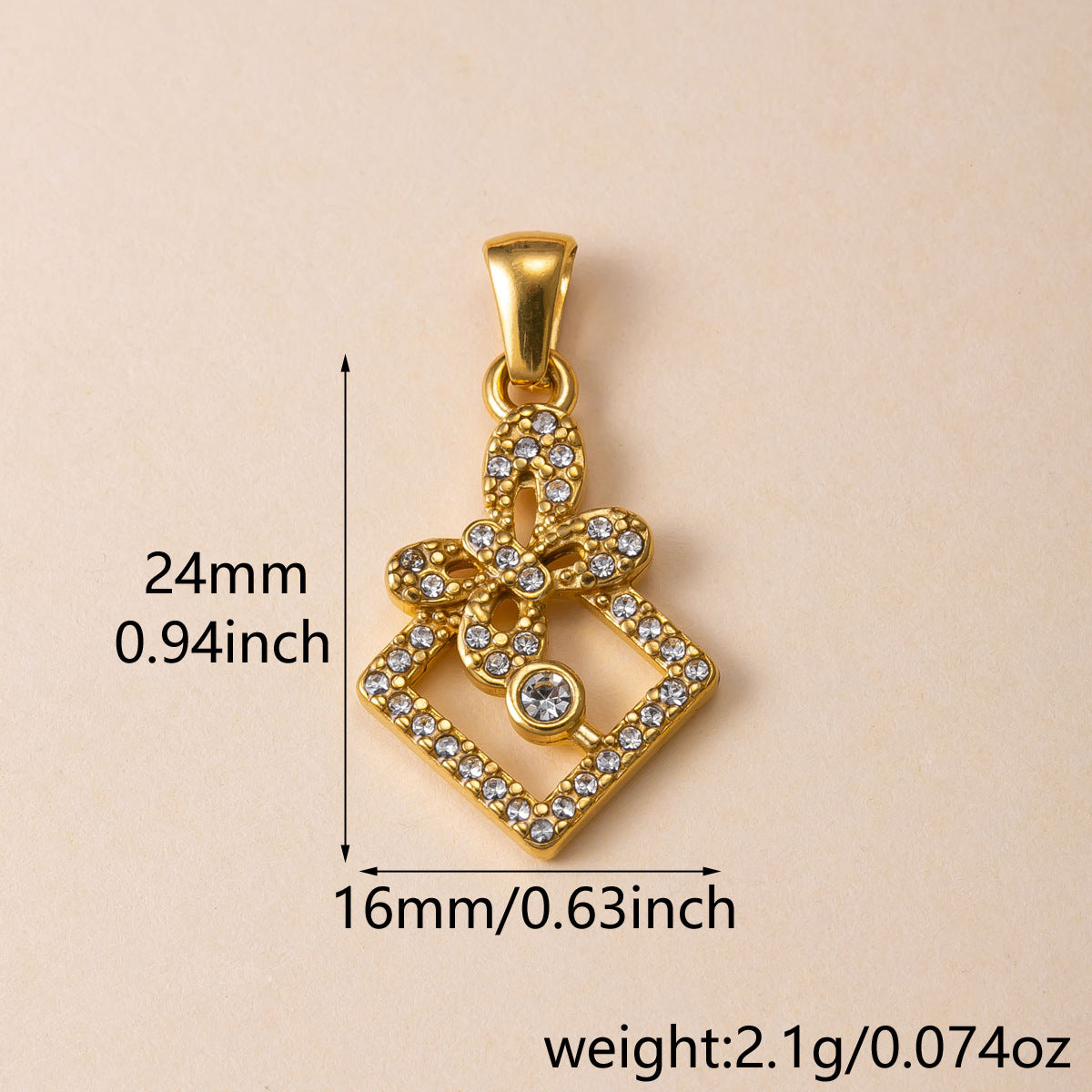 Flowers Pendant For Women Featuring 304 Stainless Steel With 18K Real Gold Plated PVD Coating And Rhinestones, Waterproof Non Tarnish