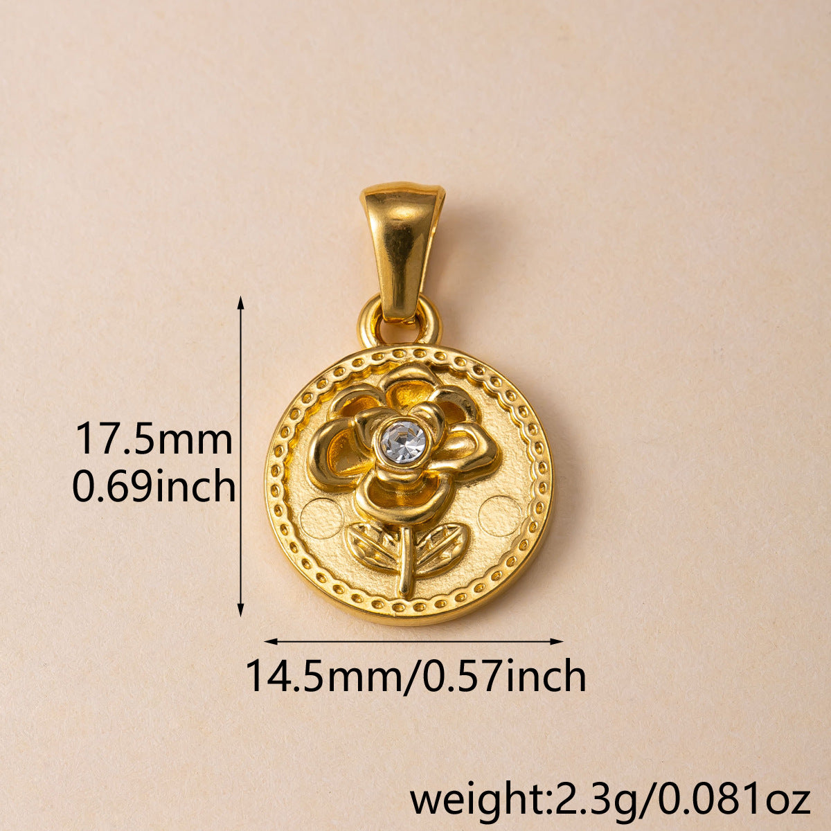 Flowers Pendant For Women Featuring 304 Stainless Steel With 18K Real Gold Plated PVD Coating And Rhinestones, Waterproof Non Tarnish
