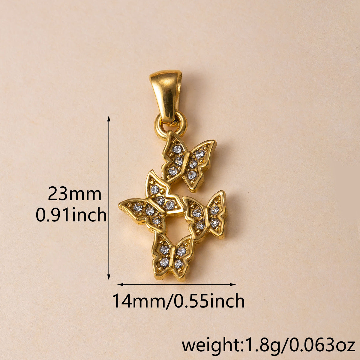 Flowers Pendant For Women Featuring 304 Stainless Steel With 18K Real Gold Plated PVD Coating And Rhinestones, Waterproof Non Tarnish