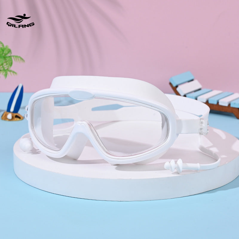 Kid's Swimming Goggles Made Of Silica Gel In White, Comfortable And Durable Swimming Accessory