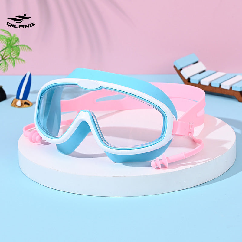 Kid's Swimming Goggles Made Of Silica Gel In White, Comfortable And Durable Swimming Accessory