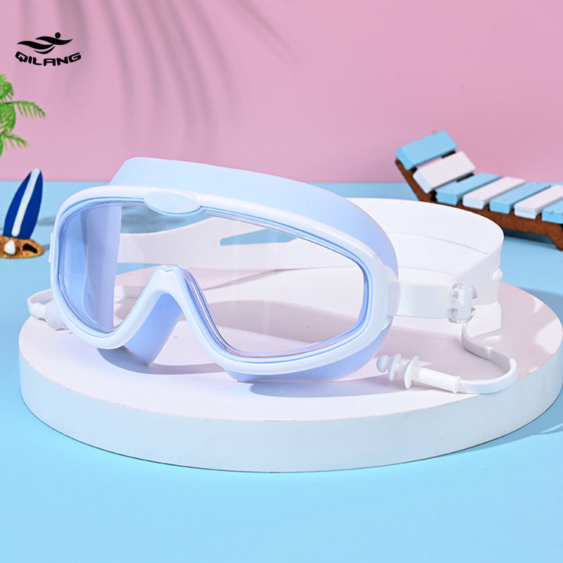 Kid's Swimming Goggles Made Of Silica Gel In White, Comfortable And Durable Swimming Accessory
