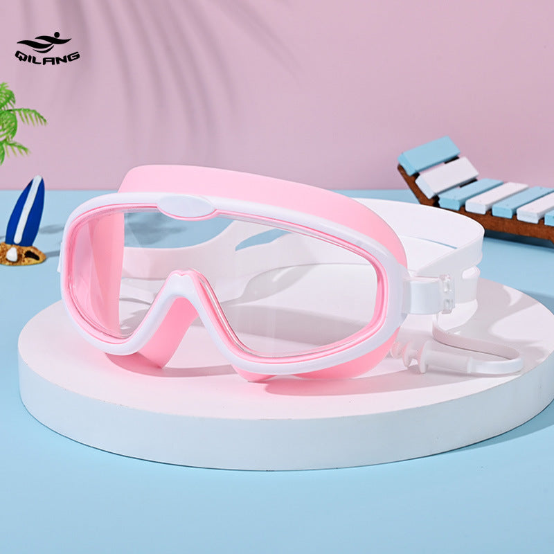 Kid's Swimming Goggles Made Of Silica Gel In White, Comfortable And Durable Swimming Accessory