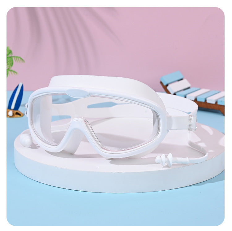 Kid's Swimming Goggles Made Of Silica Gel In White, Comfortable And Durable Swimming Accessory