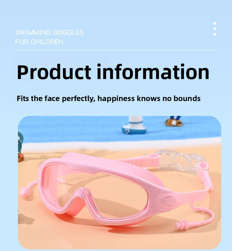 PC Material Kid's Swimming Goggles In Dyed Black, Comfortable And Durable Swim Accessory