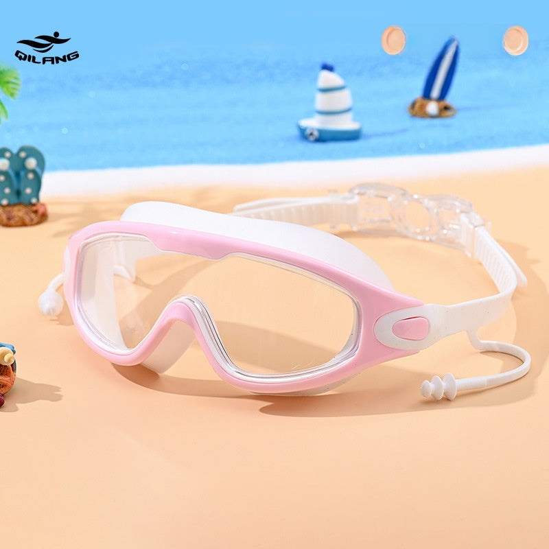 PC Material Kid's Swimming Goggles In Dyed Black, Comfortable And Durable Swim Accessory