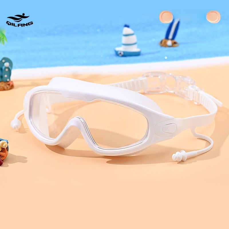 PC Material Kid's Swimming Goggles In Dyed Black, Comfortable And Durable Swim Accessory