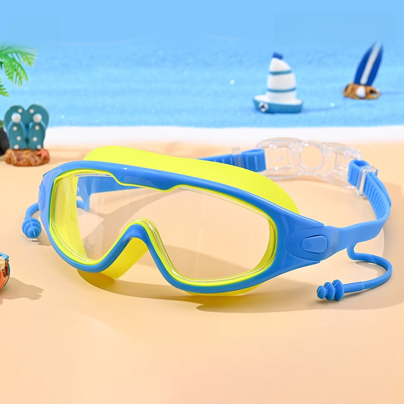 PC Material Kid's Swimming Goggles In Dyed Black, Comfortable And Durable Swim Accessory