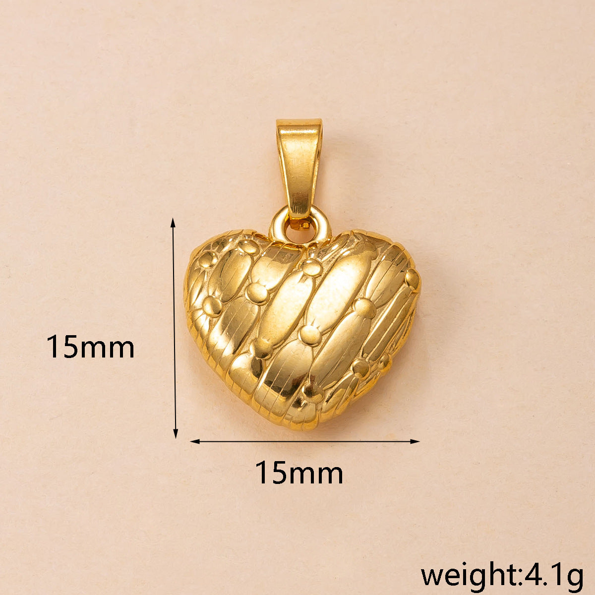 Heart Shape Pendant In 304 Stainless Steel With PVD Coated Gold Plating Featuring Waterproof Non Tarnish Process
