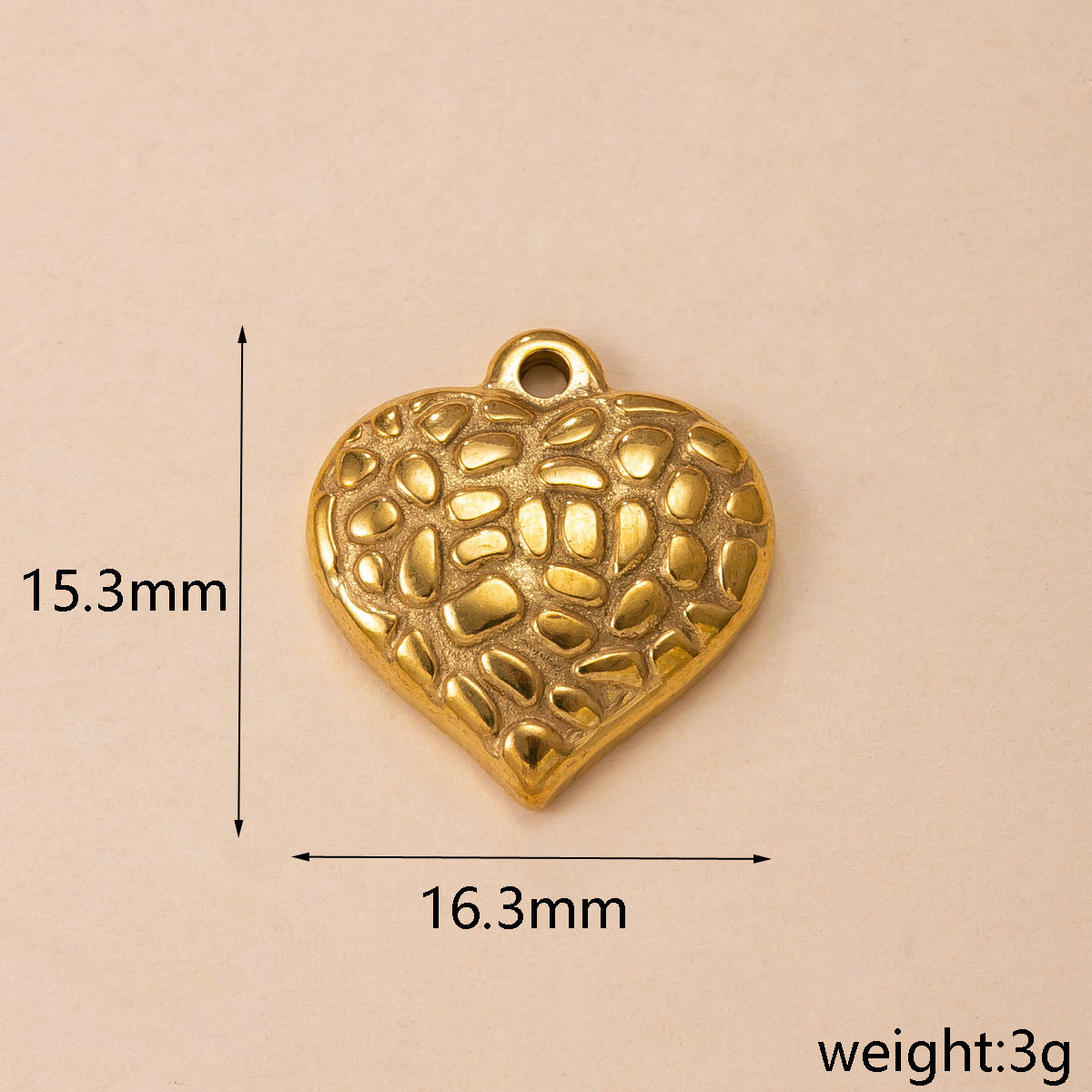 Heart Shape Pendant In 304 Stainless Steel With PVD Coated Gold Plating Featuring Waterproof Non Tarnish Process