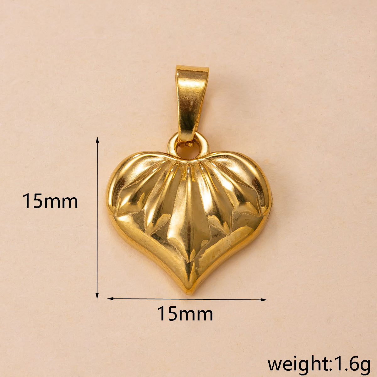 Heart Shape Pendant In 304 Stainless Steel With PVD Coated Gold Plating Featuring Waterproof Non Tarnish Process