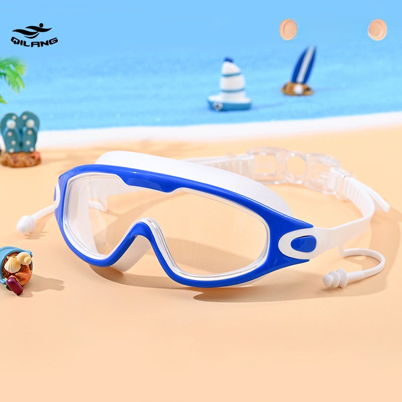 PC Material Kid's Swimming Goggles In Dyed Black, Comfortable And Durable Swim Accessory