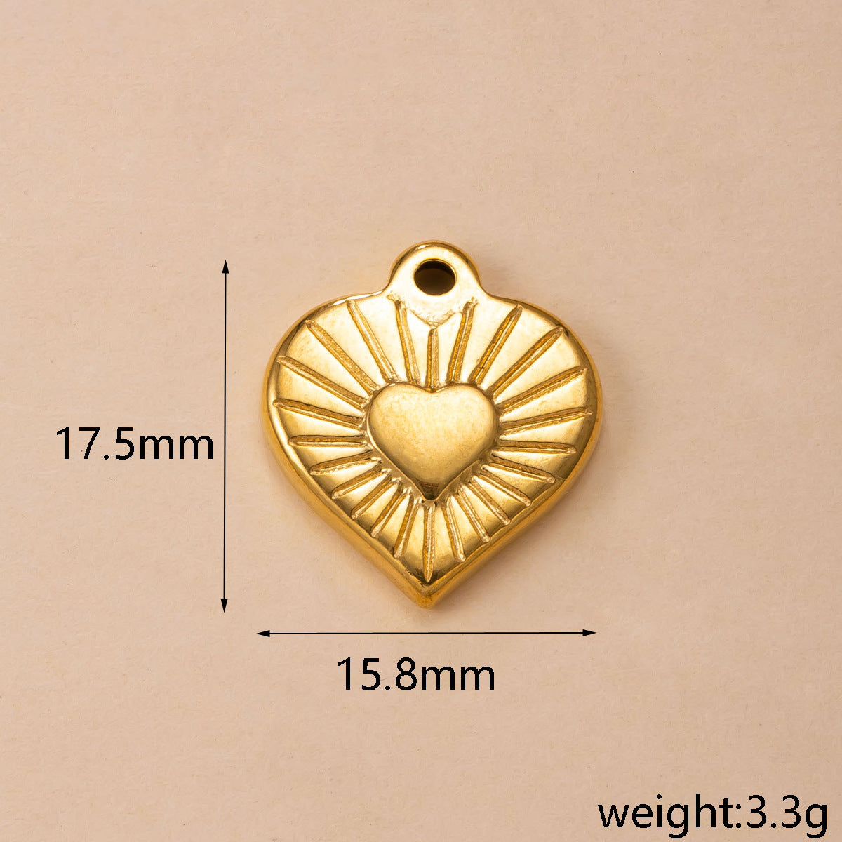 Heart Shape Pendant In 304 Stainless Steel With PVD Coated Gold Plating Featuring Waterproof Non Tarnish Process