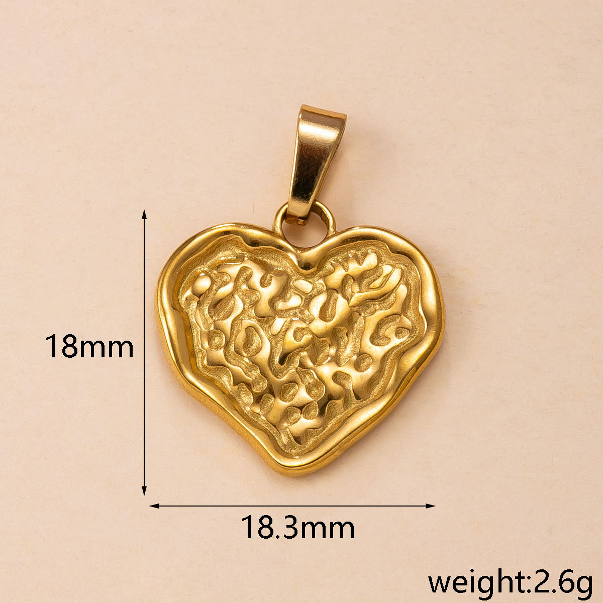 Heart Shape Pendant In 304 Stainless Steel With PVD Coated Gold Plating Featuring Waterproof Non Tarnish Process