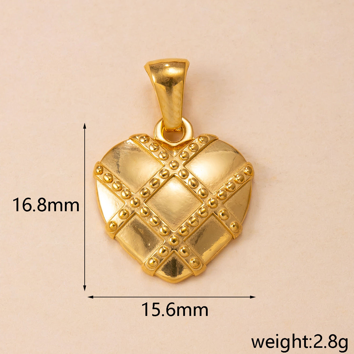 Heart Shape Pendant In 304 Stainless Steel With PVD Coated Gold Plating Featuring Waterproof Non Tarnish Process