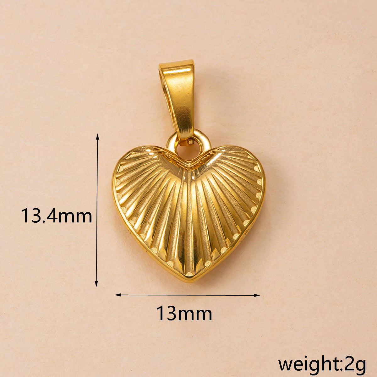 Heart Shape Pendant In 304 Stainless Steel With PVD Coated Gold Plating Featuring Waterproof Non Tarnish Process