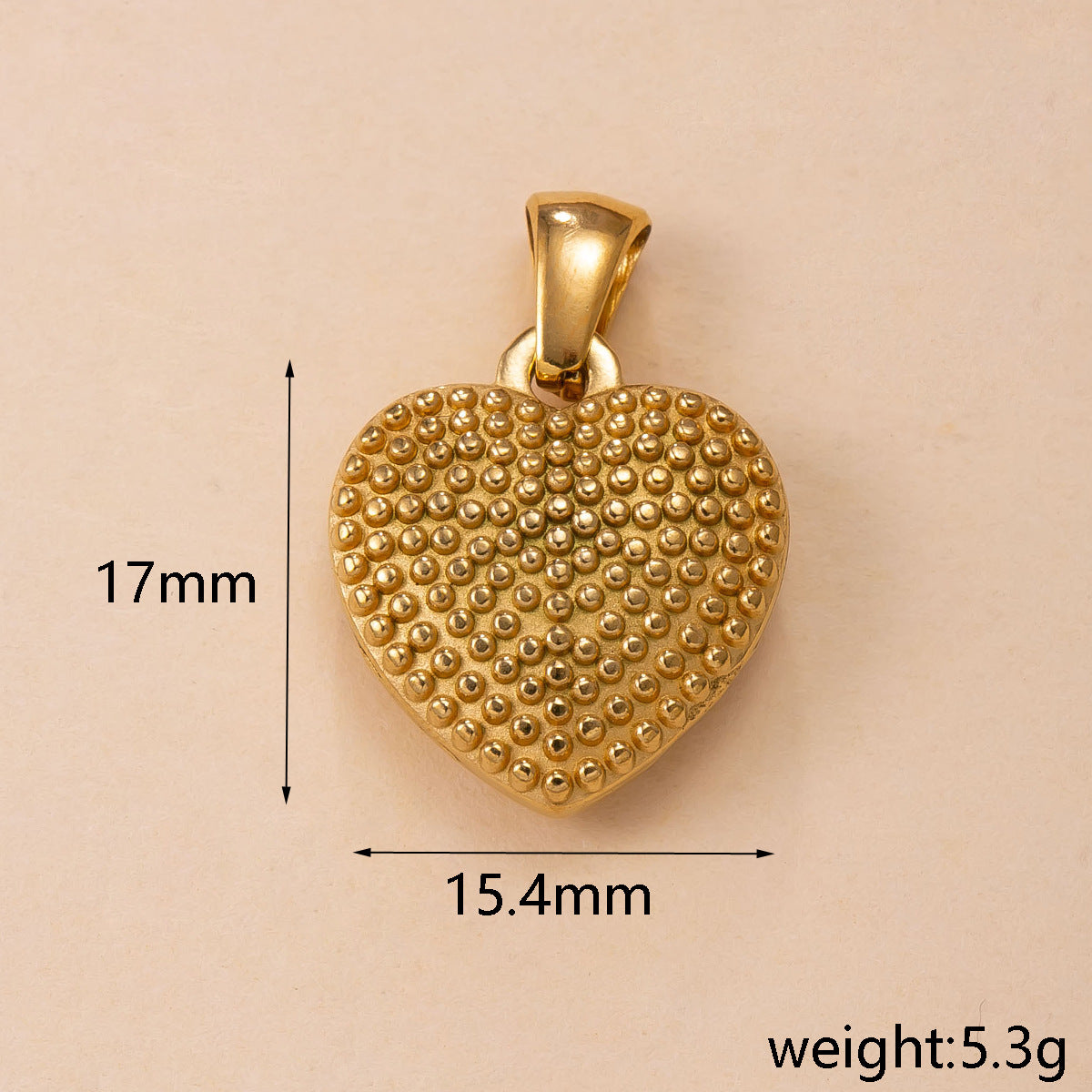 Heart Shape Pendant In 304 Stainless Steel With PVD Coated Gold Plating Featuring Waterproof Non Tarnish Process