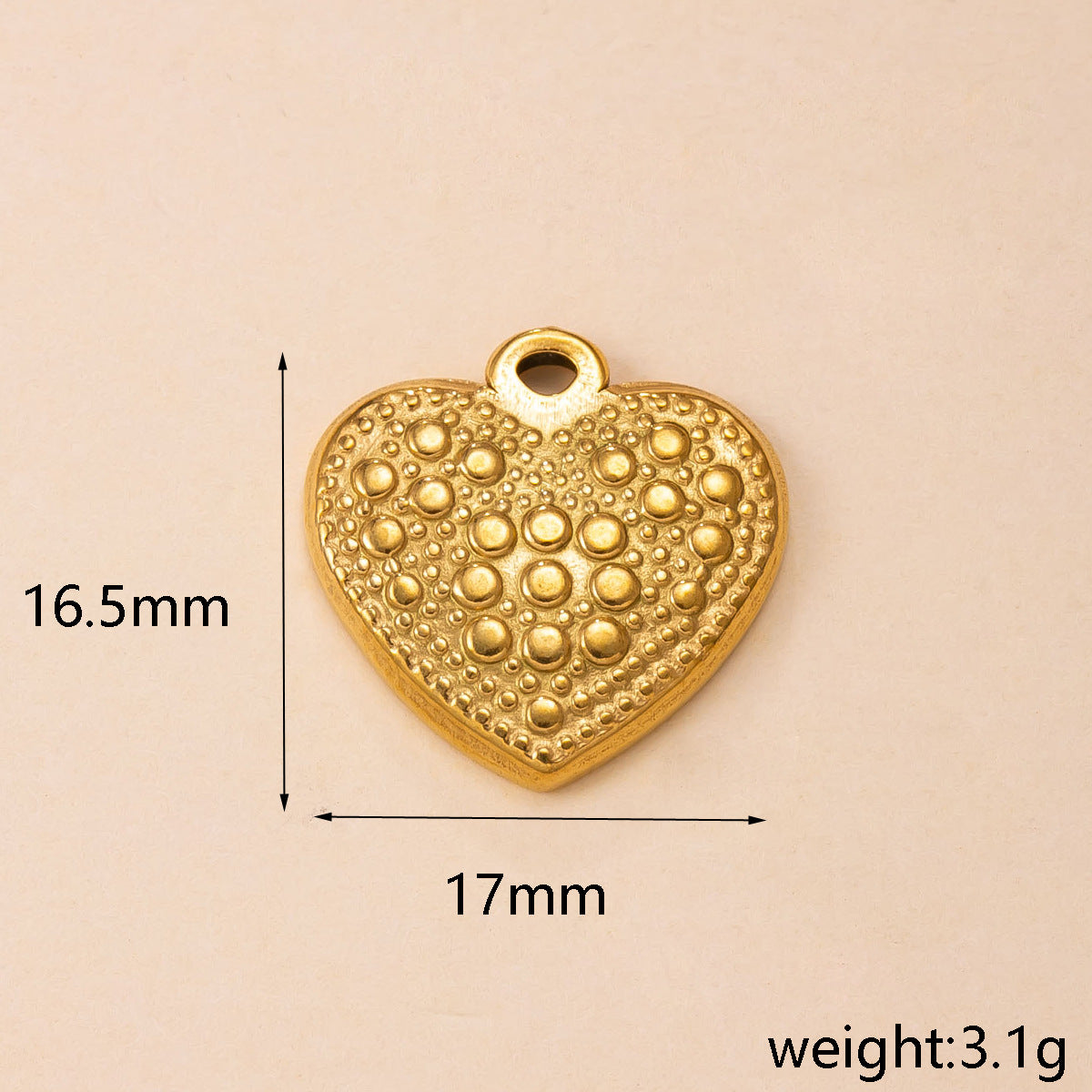 Heart Shape Pendant In 304 Stainless Steel With PVD Coated Gold Plating Featuring Waterproof Non Tarnish Process