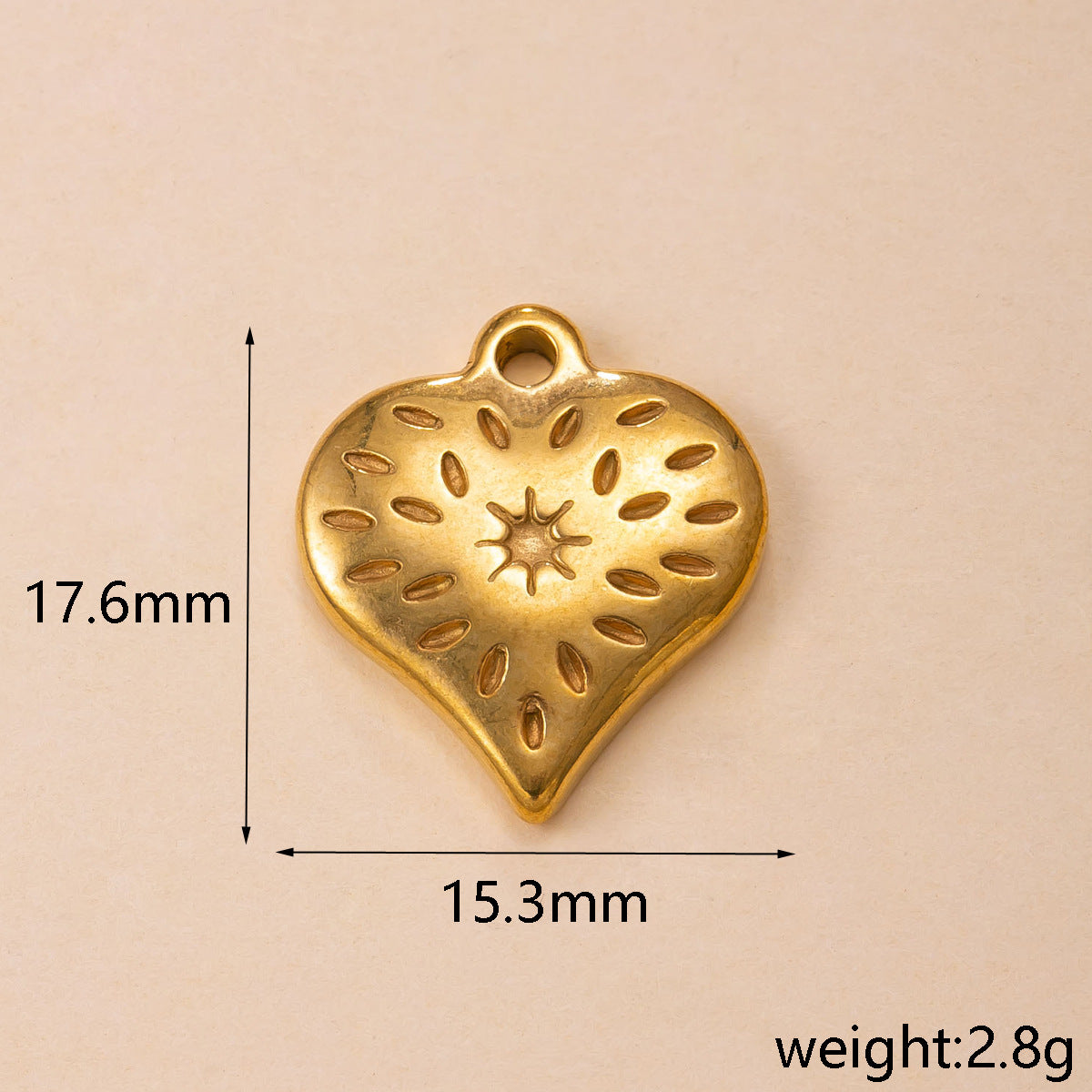 Heart Shape Pendant In 304 Stainless Steel With PVD Coated Gold Plating Featuring Waterproof Non Tarnish Process