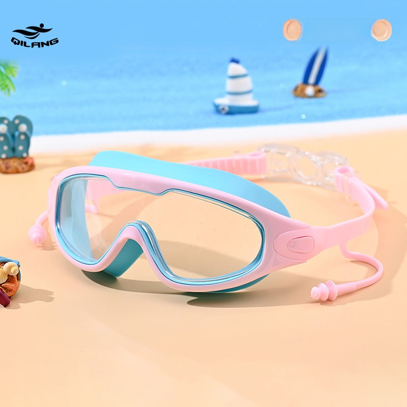 PC Material Kid's Swimming Goggles In Dyed Black, Comfortable And Durable Swim Accessory