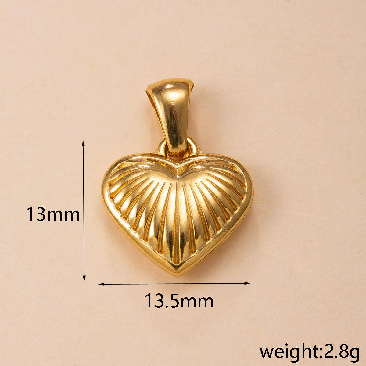 Heart Shape Pendant In 304 Stainless Steel With PVD Coated Gold Plating Featuring Waterproof Non Tarnish Process