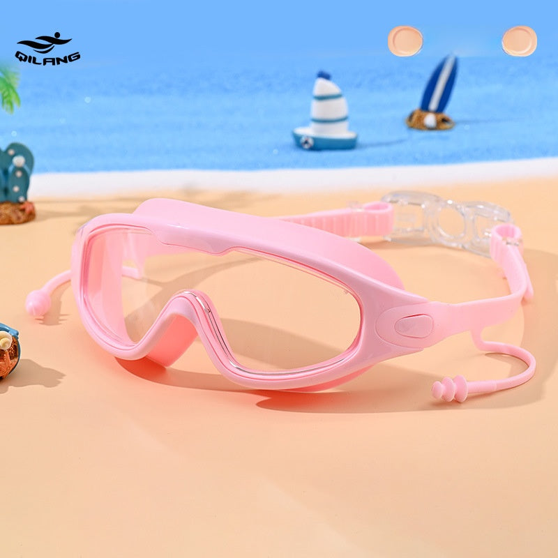 PC Material Kid's Swimming Goggles In Dyed Black, Comfortable And Durable Swim Accessory