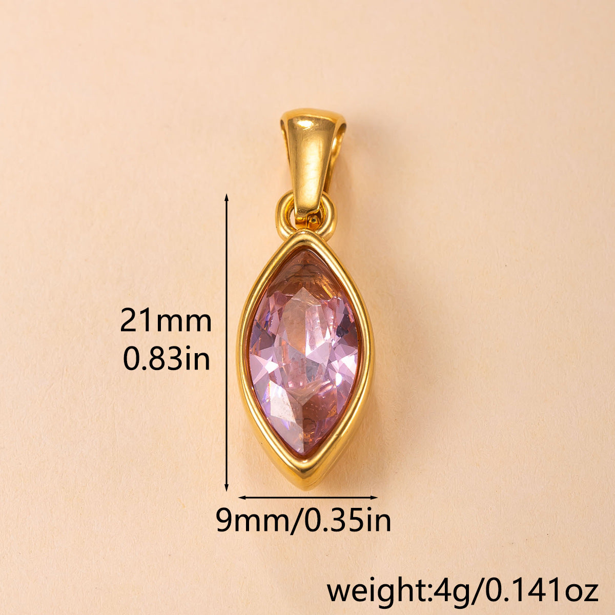 Horse Eye Pendant For Women In 304 Stainless Steel With Zircon Inlay, Featuring Red Color