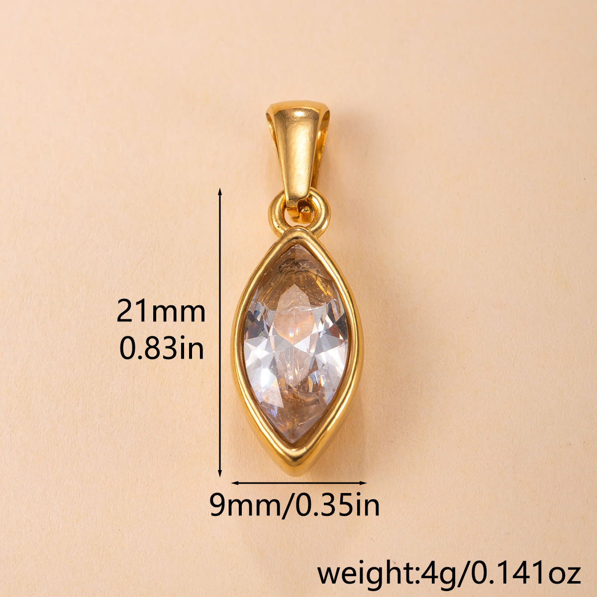 Horse Eye Pendant For Women In 304 Stainless Steel With Zircon Inlay, Featuring Red Color