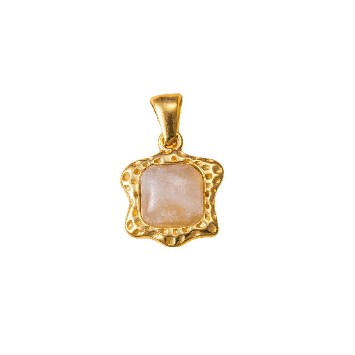 Geometric Pendant In 304 Stainless Steel With Tiger Eye Inlay, Electroplated And PVD Coated Finish, Available In Green