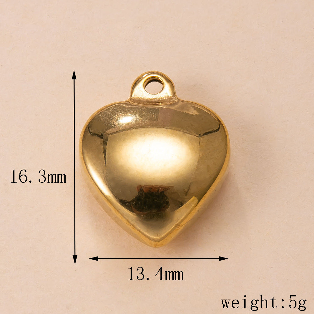 Heart Shape Pendant In Simple Style, 304 Stainless Steel With 18K Real Gold Plated PVD Coated Polished Finish