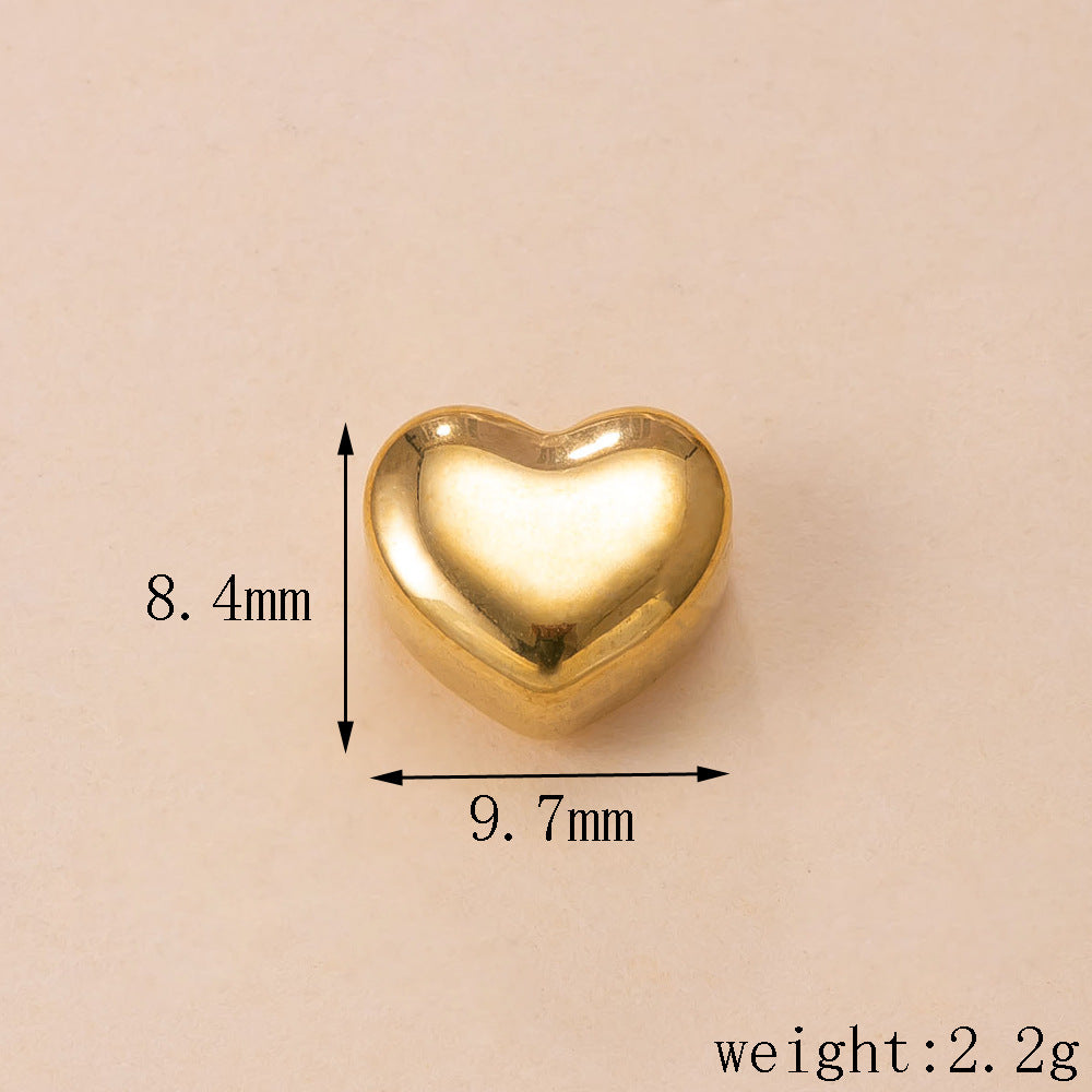 Heart Shape Pendant In Simple Style, 304 Stainless Steel With 18K Real Gold Plated PVD Coated Polished Finish