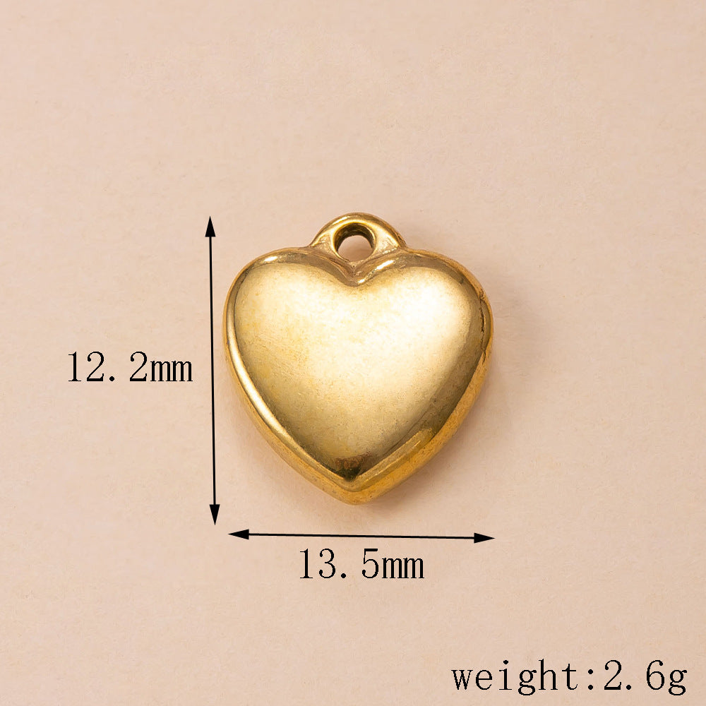 Heart Shape Pendant In Simple Style, 304 Stainless Steel With 18K Real Gold Plated PVD Coated Polished Finish